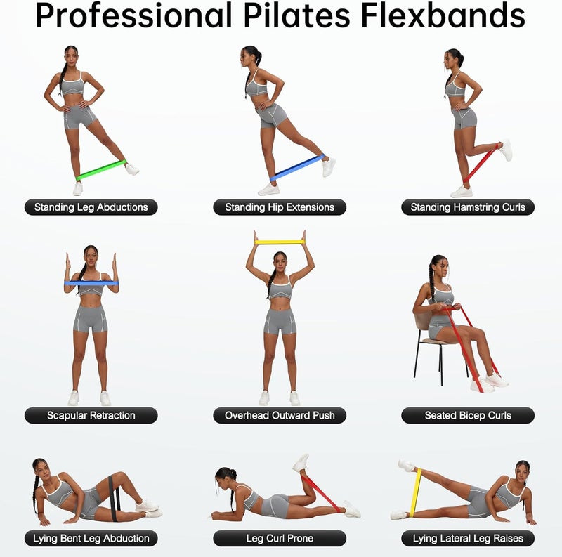 RenoJ Resistance Bands for Working Out, 5-Pack Elastic Exercise Bands for Strength Training, Stretching, Workout; Home Gym Equipment for Women Men, Pilates Yoga Physical Therapy, Leg Glute Arm Exercise Kit - Image 2